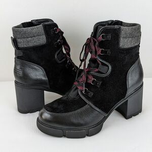 Naturalizer Myla Boots Leather Suede Waterproof Combat Lace Up Black 10M NIB
